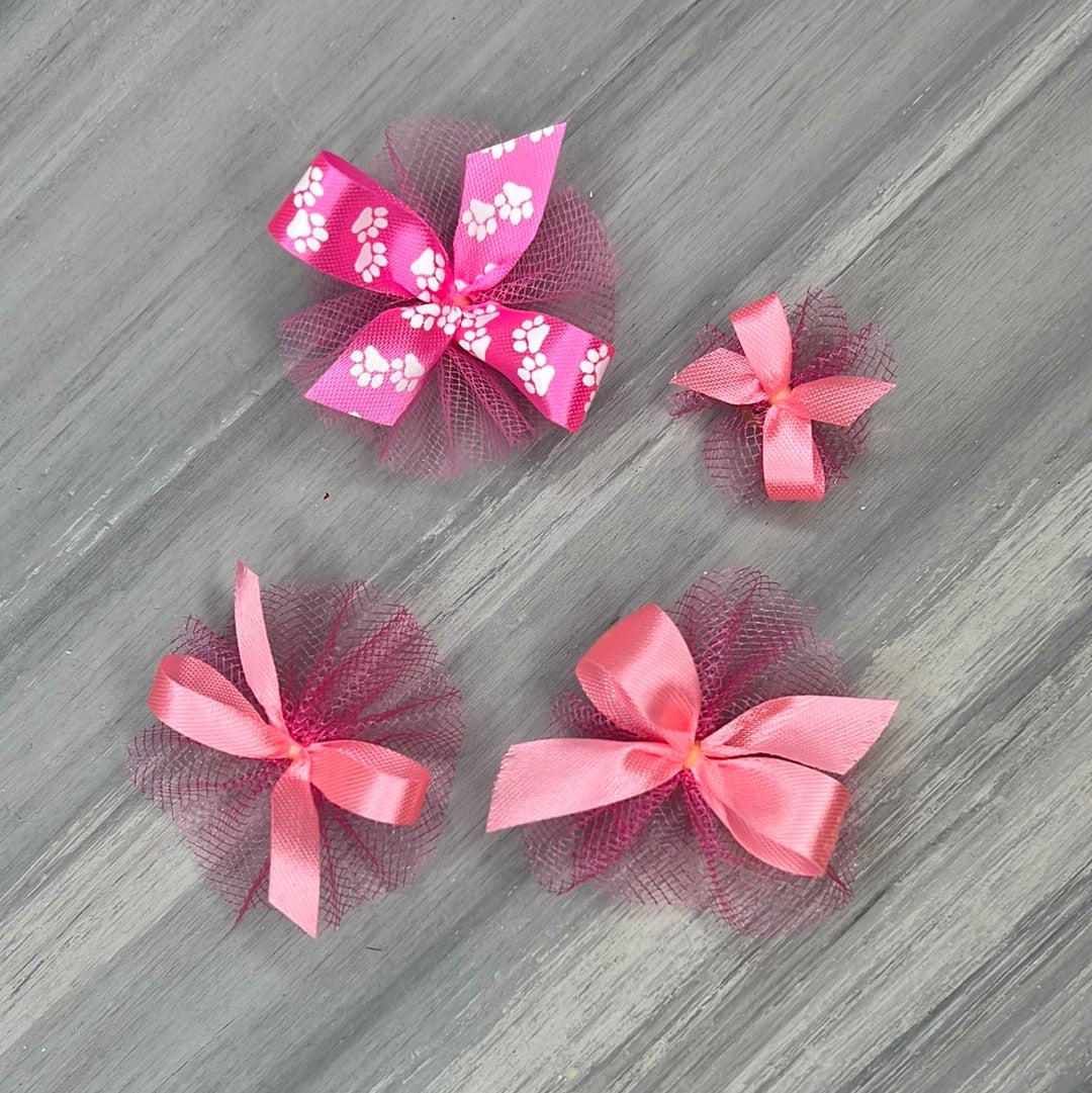 Combination Of Hot Pink Bows - Includes 7/16, 5/8, Petite & Paw Print- –  Bardel Bows