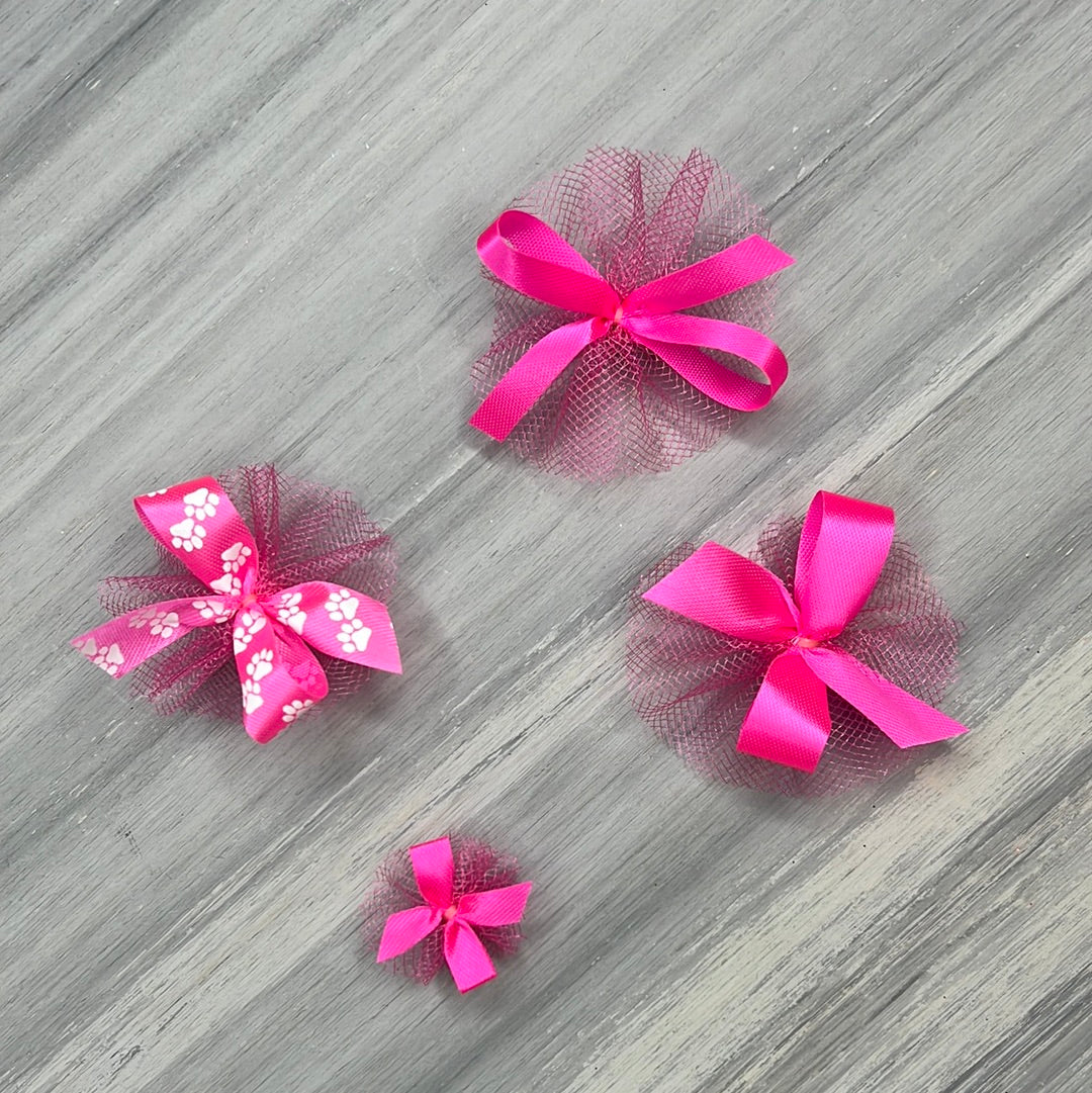 Combination Of Hot Pink Bows - Includes 7/16, 5/8, Petite & Paw Print ...