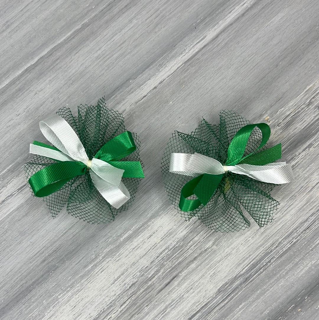 High School & College Color Bows - Green and White - 50 Bows – Bardel Bows